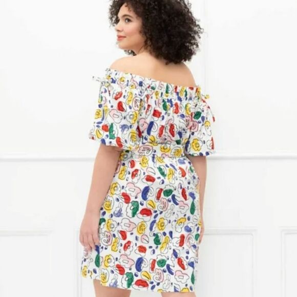 ELOQUII Floral Print Off-The-Shoulder Trapeze Dress - Picture 3 of 8